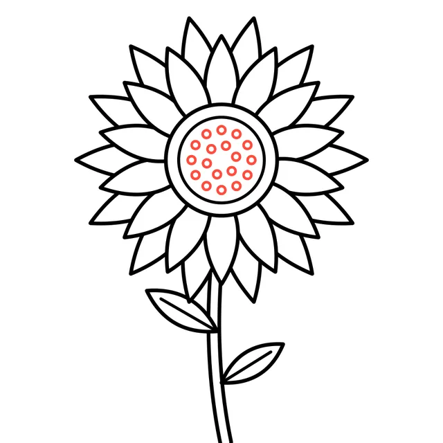 sunflower drawing, step 6