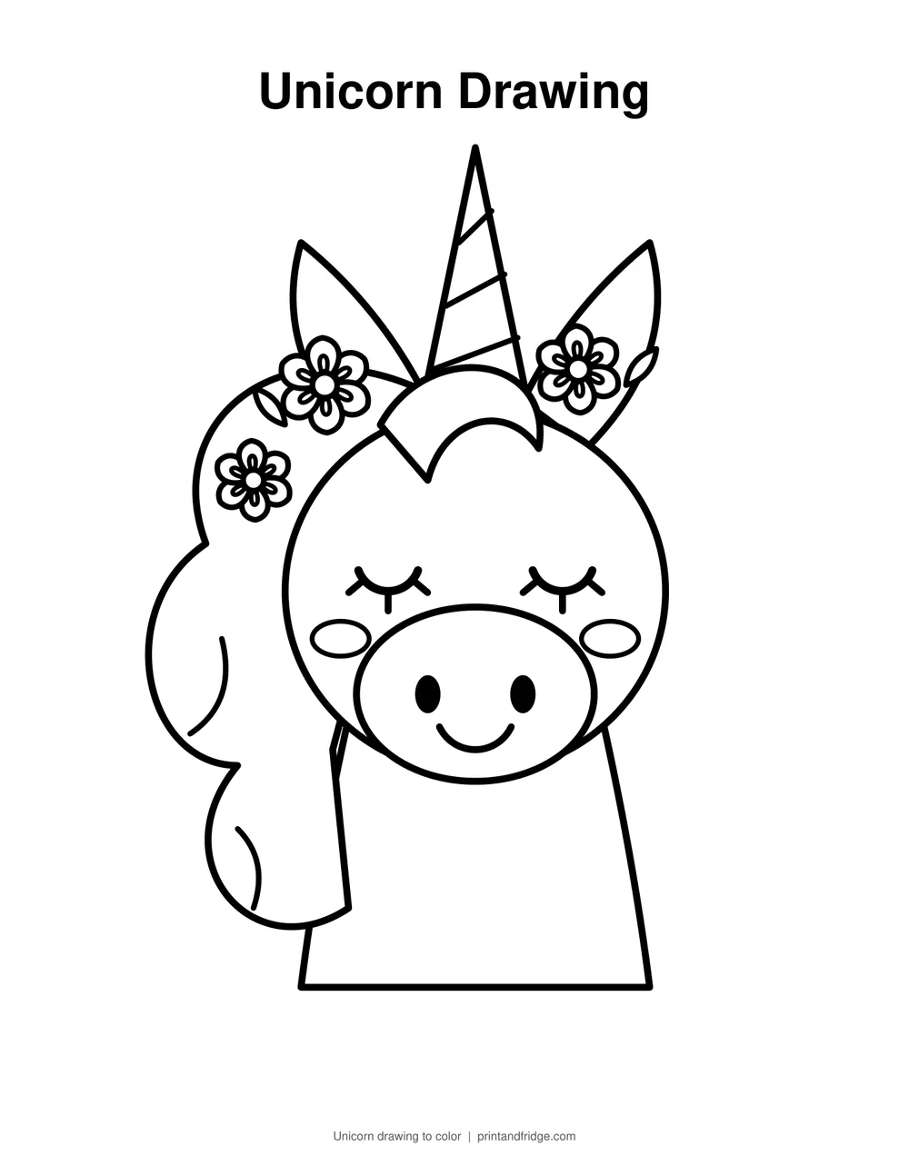unicorn drawing printable to color
