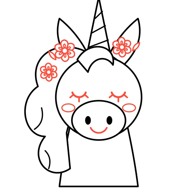 unicorn drawing, step 6