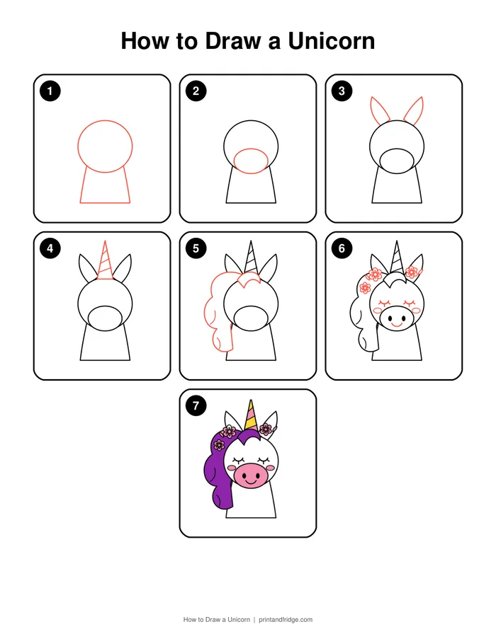 how to draw a unicorn printable worksheet